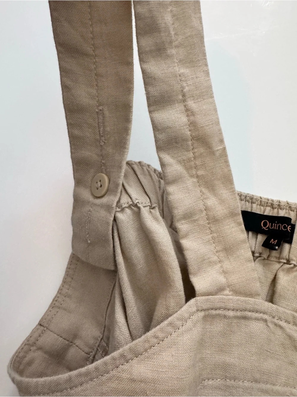 Quince European Square- Neck Linen Jumpsuit- Driftwood Size M